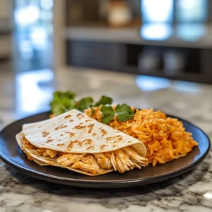 Chicken quesadilla with mexican rice